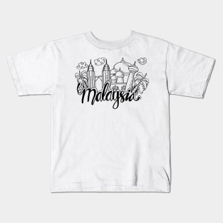 Hand Drawn Symbols Of Malaysia. Kids T-Shirt